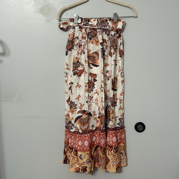Rachel Rachel Roy Women’s Linen Blend Floral Midi Belted Skirt Size Small - Picture 3 of 5